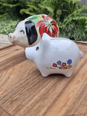 Vintage Floral Piggy Bank Lot (Set of 2) – Tenerife Souvenir & Yves Rocher